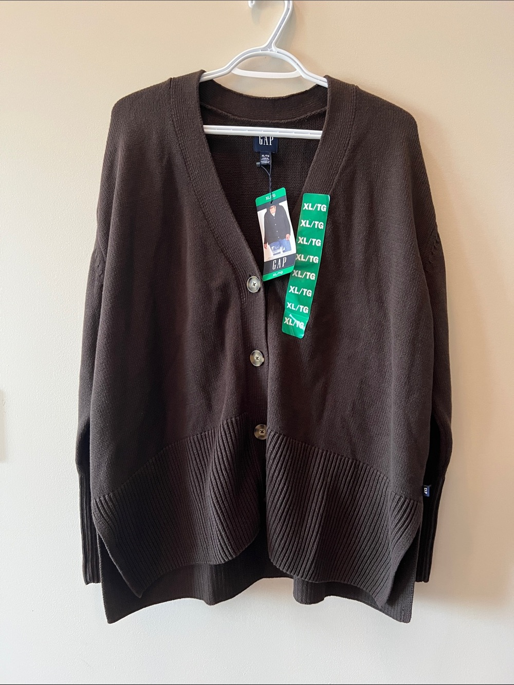 GAP Womens's Brown Side Slit V-Neck Button Cardigan Sweater / NEW
